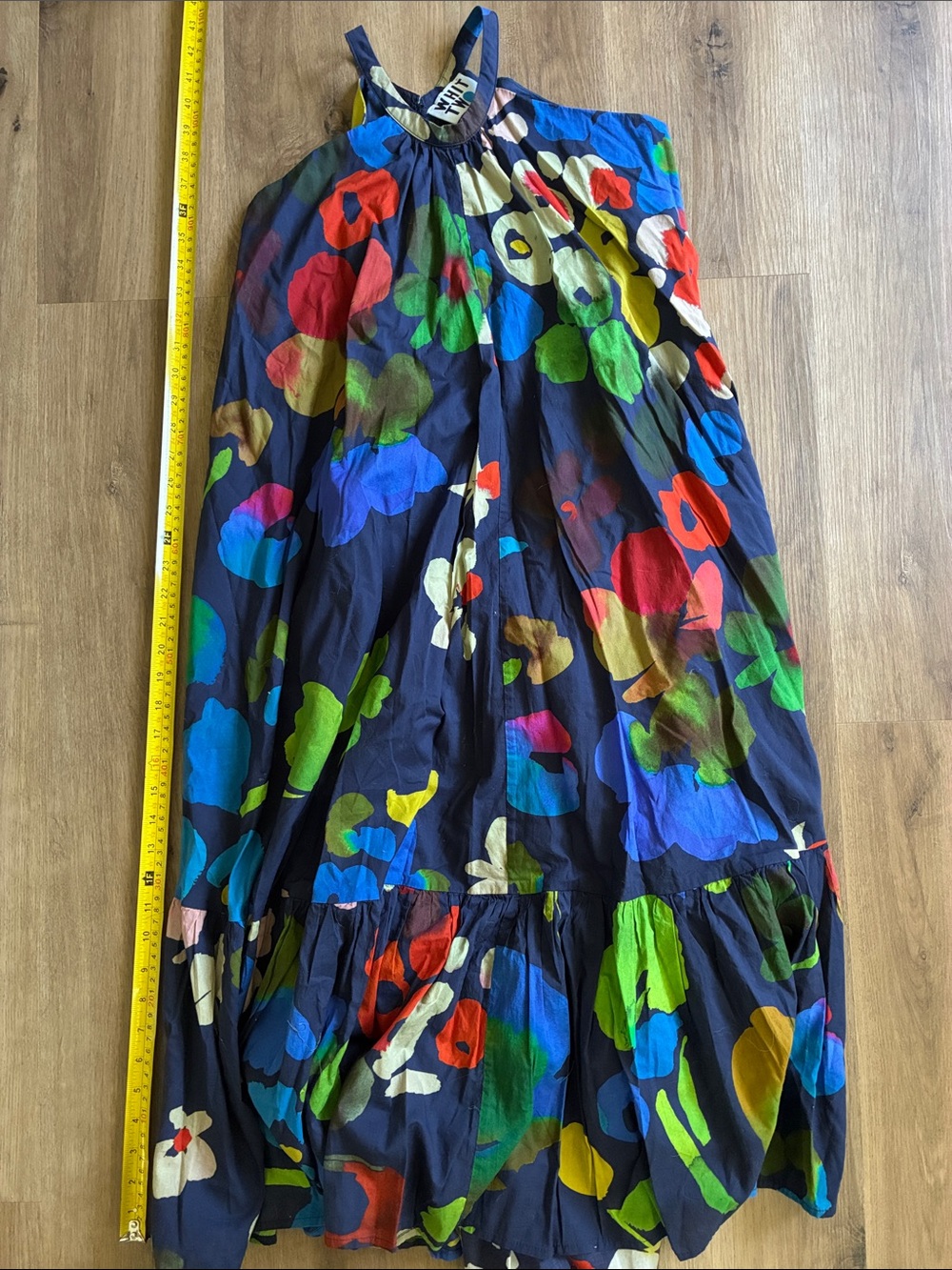 Anthropologie Navy Maxi Dress with Multicolor Floral Print